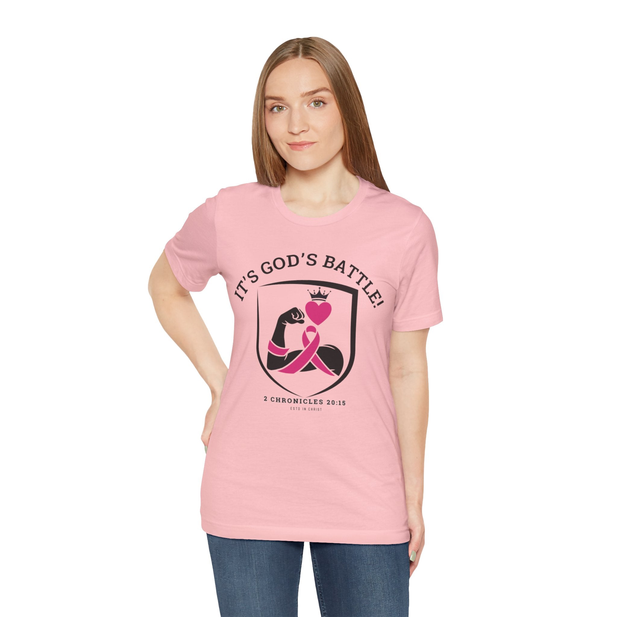 It's God's Battle! (2 Chronicles 20:15) T-shirt - Breast Cancer Awareness Month